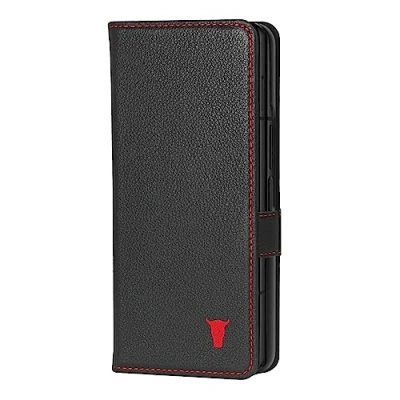 Abbildung von TORRO Hülle kompatibel mit Samsung Galaxy Z Fold5 Premium Lederhülle Standfunktion und Kartenfächern (Schwarz)