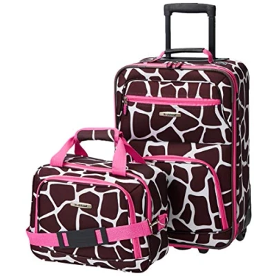 Abbildung von Rockland Modisches Softside Gepäck Set, Rosa/Giraffenmuster, Einheitsgröße, Set