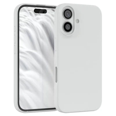 Abbildung von EAZY CASE Premium Silikon Handyhülle kompatibel mit iPhone 16 Slimcover Kameraschutz und Innenfutter, Silikonhülle, Schutzhülle, Bumper, Handy Case, Hülle, Softcase, Weiß