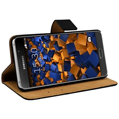 Abbildung von mumbi Echt Leder Bookstyle Case kompatibel mit Samsung Galaxy A5 2016 Hülle Tasche Wallet, schwarz
