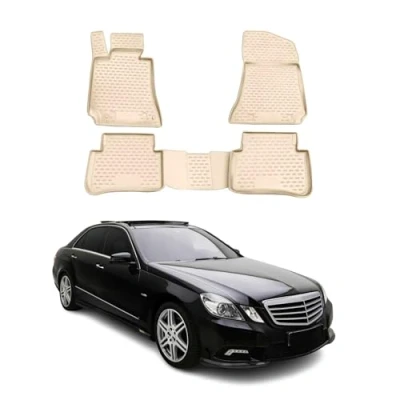 Abbildung von Fußmatten Gummimatten kompatibel mit Mercedes E Klasse W212 2009 2016 OMAC Gummi Beige