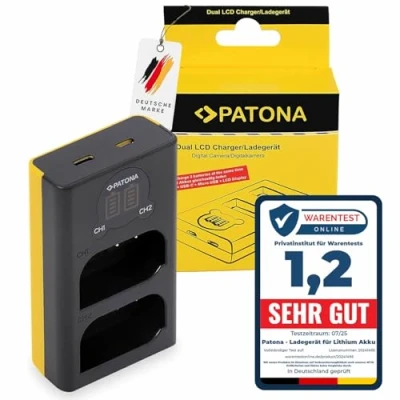 Abbildung von PATONA Dual LCD Ladegerät USB C (5V / 2,1A) Passend für Panasonic DMW BLK22 BLK22E Akkus Kompatibel mit DC G9, GH5 II, GH6, S5II