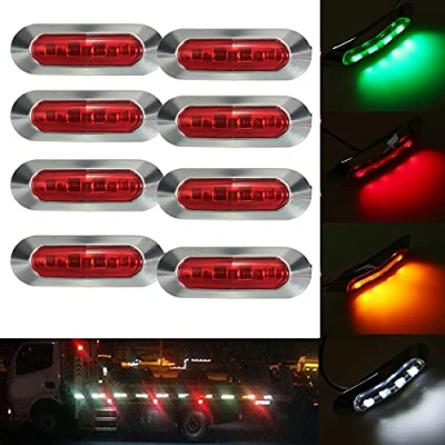 Abbildung von Etomvoop 8 x LED Seitenmarkierungsleuchten, wasserdicht, 4 LEDs, für 12 V 24 V, LKW, Anhänger, Wohnmobil, Boot, Marine (rot)