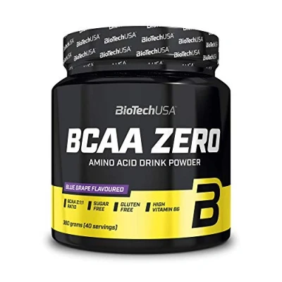 Abbildung von BioTechUSA BCAA Zero Essentielles Aminosäurepulver 6g mit Instant L Leucin Vegan Zuckerfrei, Laktosefrei, Glutenfrei, 360 g, Blaue Traube