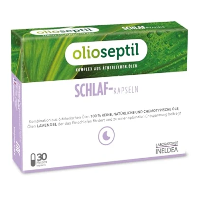 Abbildung von OLIOSEPTIL Schlaf Kapseln Hilft beim Einschlafen Trägt zu einem erholsamen bei zur Entspannung und Erholung Mit ätherischen Ölen Glutenfrei 30 pflanzliche