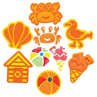Abbildung von Baker Ross FE306 Strand Bastelschaum Stempel, 10 Stück, Bastelstempel, Stempelsets für Kinder, ideal Kinder Kunst und Bastelprojekte