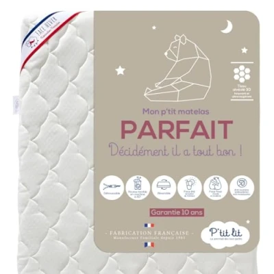 Abbildung von P&#039;tit Lit Perfekte Babymatratze 70x140 cm 2 Seiten: Ultra atmungsaktiv im Sommer/warm und gemütlich Winter Anti Milbe Abnehmbar OekoTex® Dicke bis zu 10