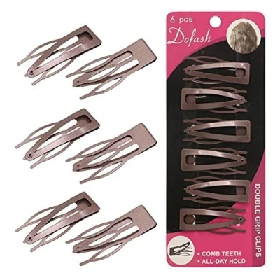Abbildung von Dofash Double Grip Brown Hair Barrettes Metall Haar Griffe Zubehör Schmetterling Haarspangen für Frauen (braun 6PCS)