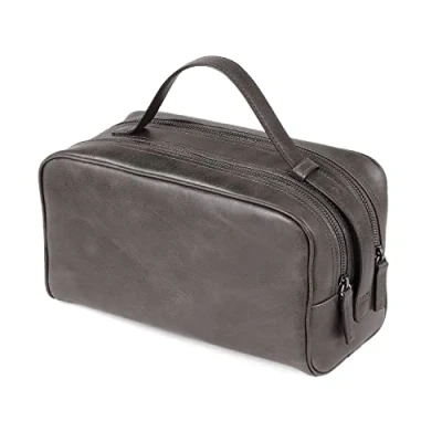 Abbildung von Londo Reisetasche aus echtem Leder mit Zwei Fächern Unisex (Grau)