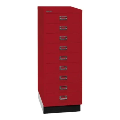 Abbildung von BISLEY MultiDrawer, 39er Serie mit Sockel, DIN A3, 9 Schubladen, Metall, 670 Kardinalrot, 43.2 x 34.9 94 cm