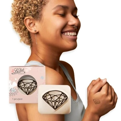 Abbildung von LaDot Tattoo für Kinder und Erwachsene, temporäre hautfreundliche fake Tattoos, Stempel ohne Nadeln Körper Arm, wasserfest, Keramikstempel Diamant