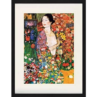 Abbildung von 1art1 Gustav Klimt Poster Die Tänzerin, 1916 Gerahmtes Bild Mit Edlem Passepartout Wand Bilder Im Bilderrahmen 80x60 cm