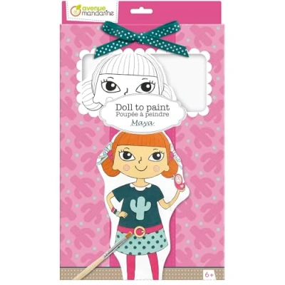Abbildung von Avenue Mandarine PP029C Puppe zum Bemalen (29cm groß, aus bedruckter Baumwolle, perfekte Bastelprojekt für Ihr Kind) 1 Pack Maya