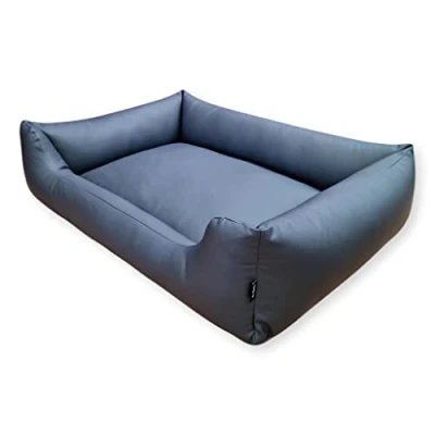 Abbildung von 4L Textil Mario Wasserfestes Hundebett Kunstleder große Hunde Hundekorb aus Leder Imitat Hundekörbchen XL (140x110 cm, Graphit)