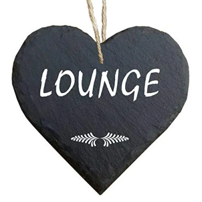 Abbildung von Homeyourself Herz Schieferherz Schiefer Schieferschild 10 x cm Lounge schwarz Dekoschild Wandschild Schild Stein Geschenk