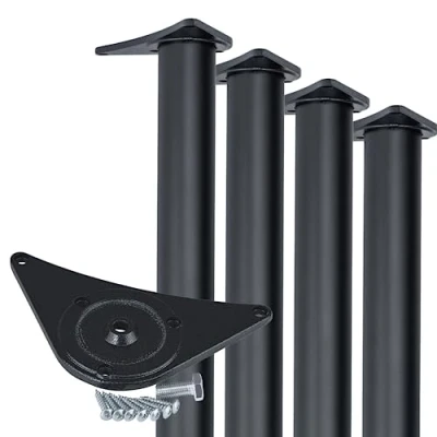 Abbildung von Gedotec Tischbeine Metall Schwarz matt D 60 mm [EXTREM STABIL] 4 Stück Tischfüße I Höhenverstellbar Höhe 710 + 30 inkl. Befestigungsmaterial Schreibtisch Beine Table Legs