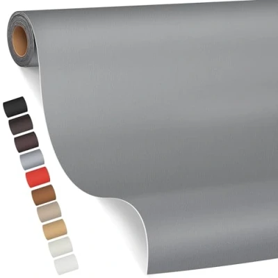 Abbildung von Leder kunstleder selbstklebend, 80 x 200cm Reparatur set, Kit für Möbel, Sofa, Autositze, Taschen, und Renovierung(Dunkelgrau)