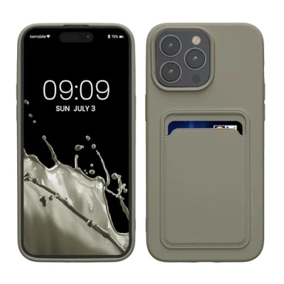 Abbildung von kwmobile Handyhülle kompatibel mit iPhone 15 Pro Max Hülle Handy Cover Fach für Karten in Hellgrau matt