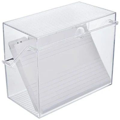 Abbildung von helit H6114602 Karteikarten Box „the index“ DIN A6 quer, inkl. 50 und Register, Kleinkartei glasklar