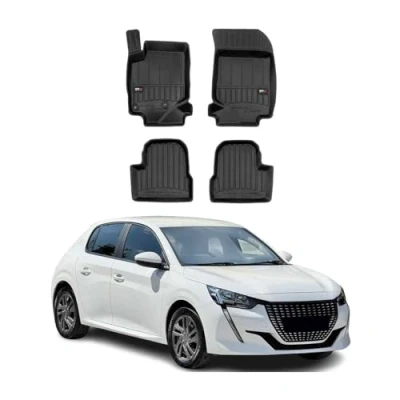 Abbildung von OMAC Gummi Fußmatten kompatibel mit Peugeot 208 2019 2024 Premium TPE Automatten Schwarz 4X