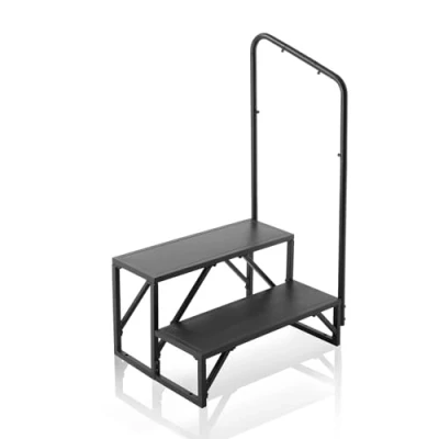 Abbildung von VEVOR Wohnmobil Stufen, 2 stufige Treppe, 200 kg Tragkraft, Verdickter Kohlenstoffstahl, mit Handlauf, rutschfeste Stufen für sicheres EIN und Aussteigen, geeignet Wohnmobil, Anhänger