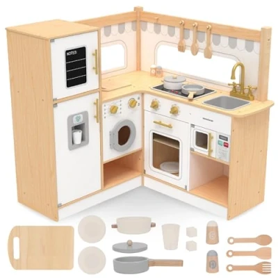 Abbildung von Mamabrum Spielküche Kinderküche aus Holz Komplettes Küchen Set für kreative Rollenspiele