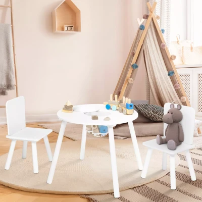 Abbildung von IDMarket Tisch + 2 Stühle für Kinder Candice mit Stauraum aus Holz, Weiß