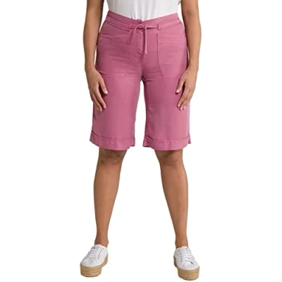 Abbildung von Ulla Popken Damen Shorts, weites, gerades Bein, Komfortbund, Lyocell Hose, Altrose, 33W / 32L