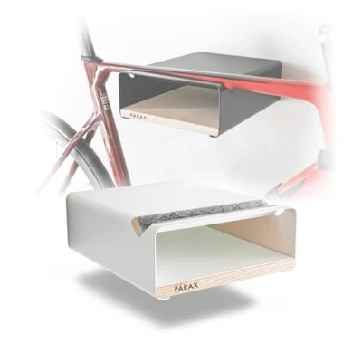 Abbildung von PARAX Fahrradhalter Wandhalterung für Fahrrad Indoor Aufbewahrung Aufhängung aus Aluminium &amp; Holz Fahrradträger in Weiß M