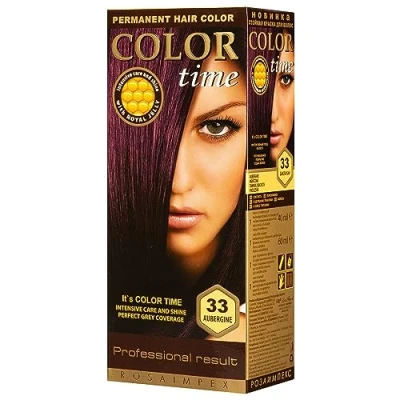 Abbildung von COLOR TIME Permanente Haarfarbe 33 Aubergine Angereichert mit Gelée Royale und Vitamin C Haarfärbung 100% Grauabdeckung 100 ml