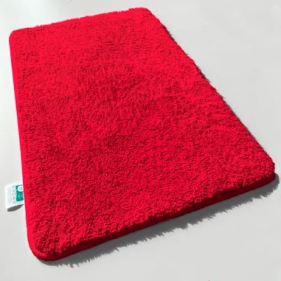 Abbildung von casa pura Badematte rot weicher, Flauschiger Badezimmerteppich in Shaggy Optik, Badvorleger rutschfest waschbar Duschvorleger, Teppich Fußmatte für Badezimmer, Dusche 80x150 cm, Sky Soft