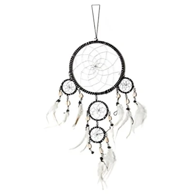 Abbildung von Ciffre 50cm x 16cm Dreamcatcher Traumfänger Schwarz Silber Kauri Muschel
