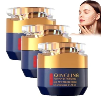 Abbildung von Qingling Creme gegen Falten, Straffungs und Anti Falten mit Polypeptiden, Gesichtscreme, Faltenentfernungscreme, zur Faltenentfernung (3Stück)