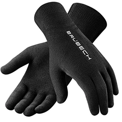 Abbildung von BRUBECK GE10020 Laufhandschuhe für Damen und Herren schwarz Wandern Trekking Schwarze Sporthandschuhe atmungsaktiv nahtlos 54% Merino Größe L XL