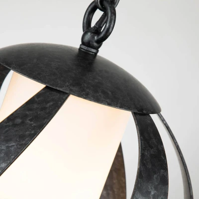 Abbildung von Elstead Lighting QN Blacksmith P OBK QUINTIESSE Hängeleuchte E27 1x40W IP44 Stahl altschwarz, Opalglas satiniert L:25.7cm H:29cm B:25.4cm