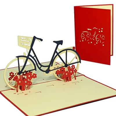 Abbildung von LINPOPUP 3D Karte Geburtstagskarte Gutschein Venlo DAMENFAHRRAD rot #156#