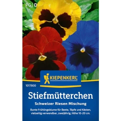 Abbildung von Kiepenkerl Stiefmütterchensamen Schweizer Riesen Mischung 1017800 bunte Frühlingsblume für Beete, Töpfe und Kästen Blumensamen, Blumenwiese, Saatgut