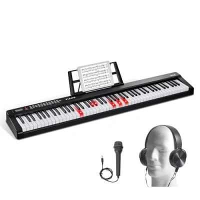 Abbildung von VEVOR Digitales Klavier mit 88 Tasten, halbgewichtete tragbares elektrisches Keyboard Piano Set in voller Größe 1000 Tönen, integrierten Lautsprechern, Sustain Pedal, Kopfhörern