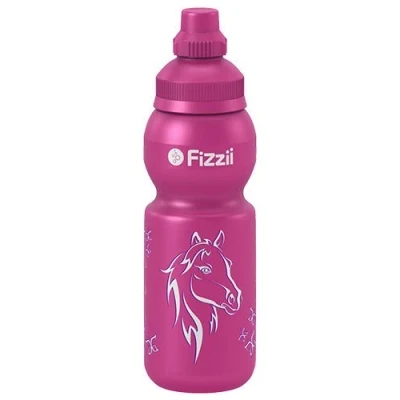 Abbildung von Fizzii Kinder und Freizeittrinkflasche 330 ml (auslaufsicher bei Kohlensäure, schadstofffrei, spülmaschinenfest, Motiv: Mini Pferd)