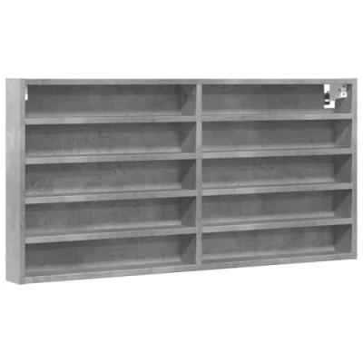 Abbildung von vidaXL Vitrinenschrank, Sammlervitrine 10 Ablagen, Hängevitrine Wandregal für Wohnzimmer, Glasvitrine Wandvitrine Hängeregal, Betongrau Holzwerkstoff