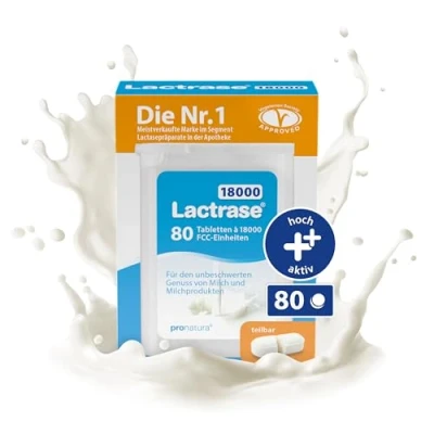 Abbildung von Lactrase 18.000 Fcc Tabletten im Spender Doppelpa.
