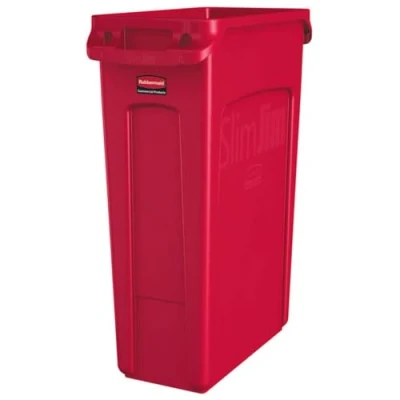 Abbildung von Rubbermaid Commercial Products 1956189 Vented Slim Jim Abfalltonne, Kunststoff, 87 L, Rot