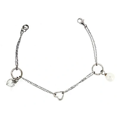 Abbildung von Orphelia Damen Armband 925 Silber rhodiniert Kristall Herzschliff Synthetische Perle Weiß 19 cm ZA 1813