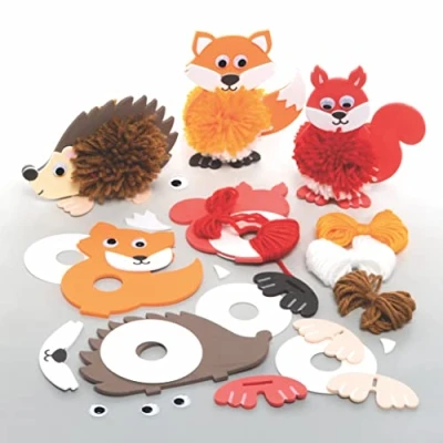 Abbildung von Baker Ross FE725 Waldtiere Pompom Kits, 3 Stück, Dekorationen für Kinder zum Basteln, Dekorieren und Ausstellen, kreative Aktivitäten Kinder, Mittel