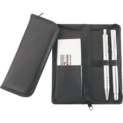 Abbildung von Alassio 2603 Schreibgeräteetui aus echtem Leder, Etui in schwarz, Stiftetui ca. 15 x 6,5 2 cm, Lederetui für 3 Stifte
