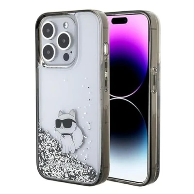 Abbildung von Karl Lagerfeld KLHCP15XLKCNSK Hülle für iPhone 15 Pro Max 6.7&quot; transparent hardcase Liquid Glitter Choupette