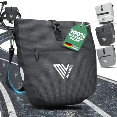 Abbildung von MIVELO 2in1 Fahrradtasche für Gepäckträger Gepäckträgertasche wasserdicht Inkl. gepolstertem Laptopfach &amp; Schultergurt Tasche Fahrrad I Packtasche 20L (Schwarz Reflektierend)
