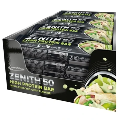 Abbildung von IronMaxx Zenith 50 High Protein Bar White Almond Coconut 16 x Riegel 45g mit 50% Eiweiß pro Riegel, Low Sugar Snack, cremiger Umhüllung