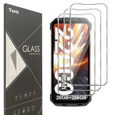 Abbildung von Tzstz Displayschutzfolie aus Hartglas für Doogee S100/S100 Pro, Härtegrad 9H, kratzfest, 3 Stück