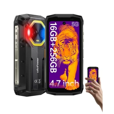Abbildung von Ulefone Armor Mini 20T Pro 5G Outdoor Handy Ohne Vertrag, 4.7&#039;&#039; Wärmebildkamera Android 14 16GB+256GB 50MP+32MP 6200mAh 33W IP68/IP69K Smartphone Vertrag Dual SIM/NFC/GPS